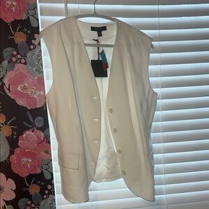 White Sleeveless Button-Up Vest